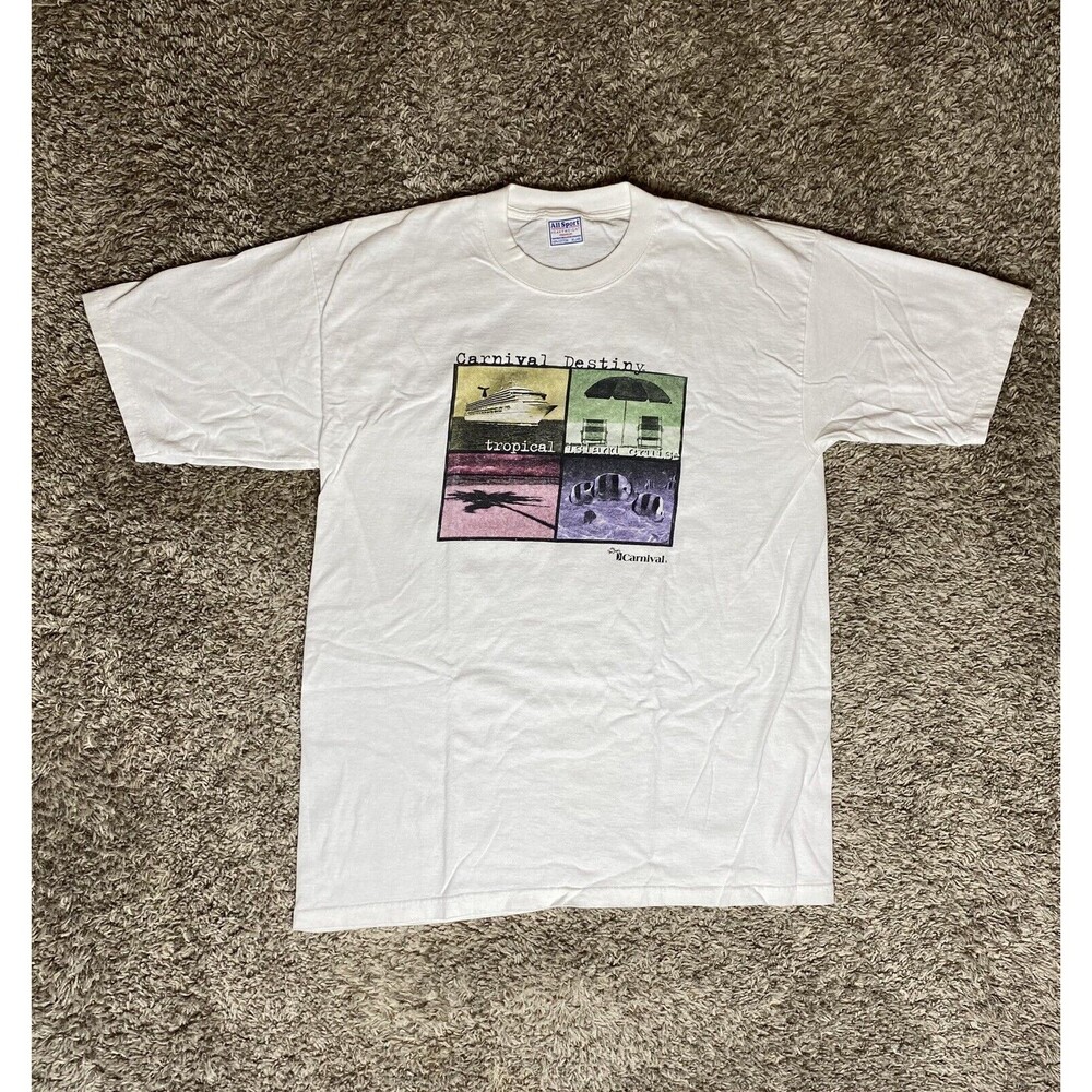 Vintage Carnival Victory Tropical White T shirt XL All Sport Heavyweight